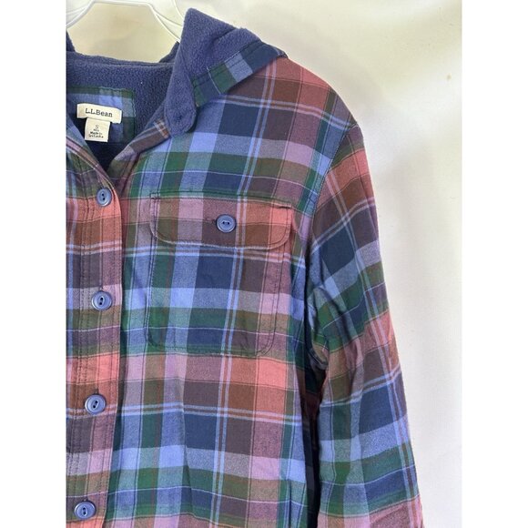 VTG 90s L.L. Bean Button Shirt Jacket Rainbow Plaid Fleece Lined - Picture 4 of 8